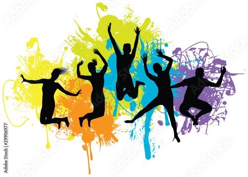 people jumping on an ink splat background #29906977