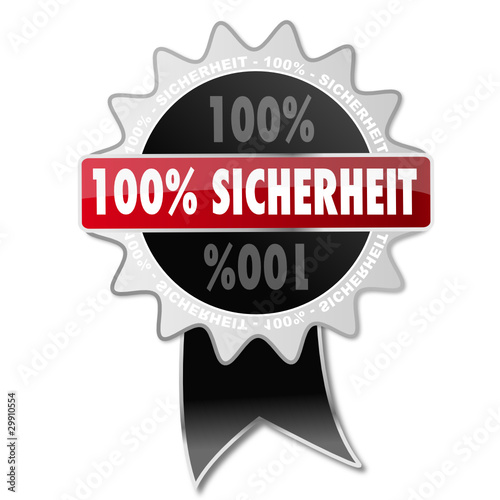 Button 100 % Sicherheit schwarz rot