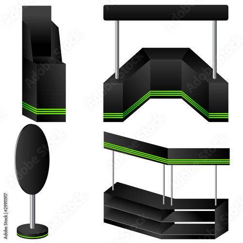 Set of 4 black display. Vector illustration.