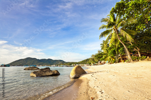 Tropical beach under blue sky. Thailand