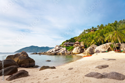 Tropical beach under blue sky. Thailand