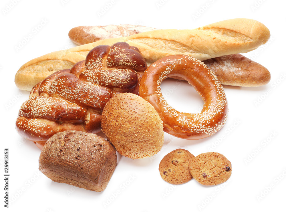 Fototapeta premium baked bread isolated on white