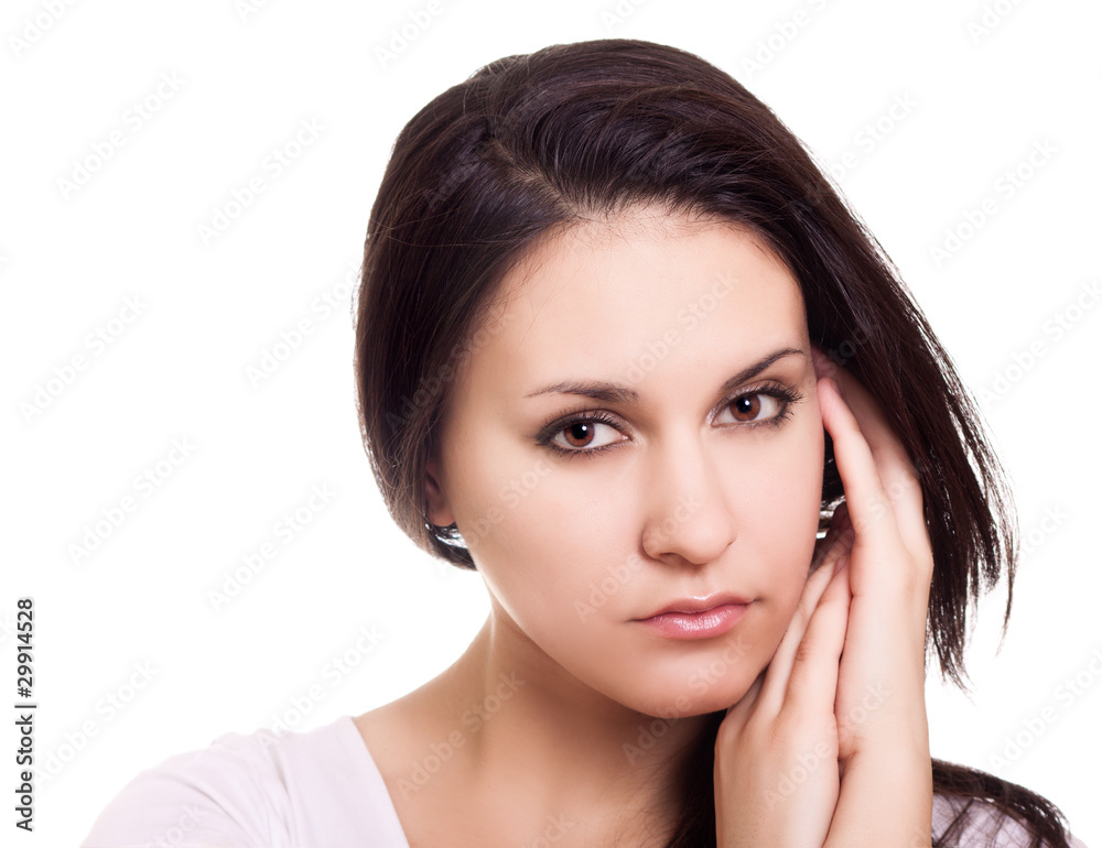 Beauty and health of young woman - isolated on white background