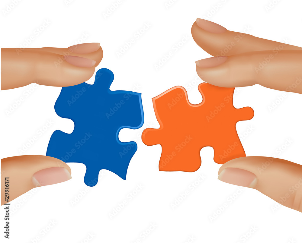 Hands and puzzle. Business concept. Vector illustration. Hands and puzzle. Business concept. Vector illustration.