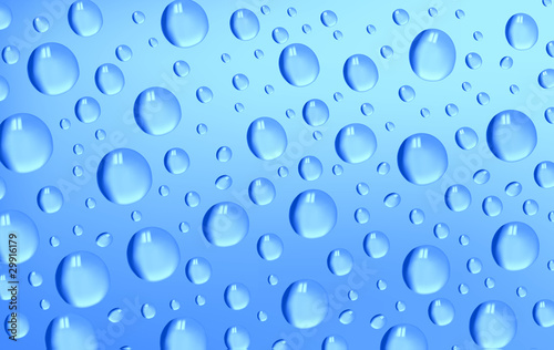 Vector illustration. Blue water drops background. Close up.