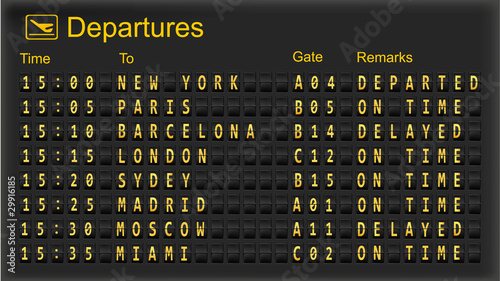 Departure mechanical board. Vector.