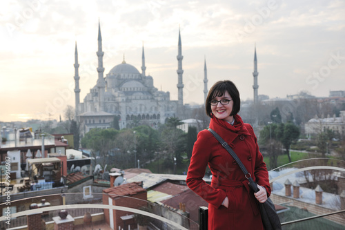 Photography woman visit ancient istambul in turkey