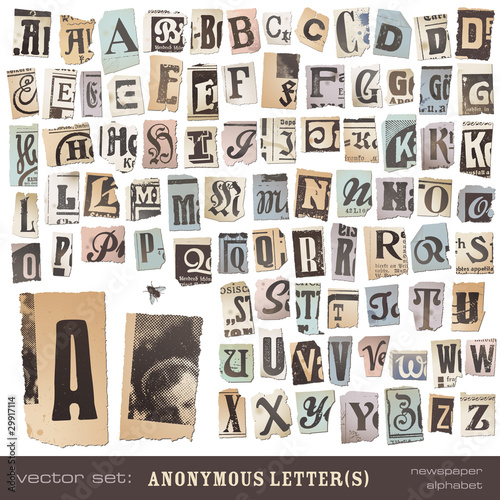 alphabet made of vintage (vector) newspaper cutouts