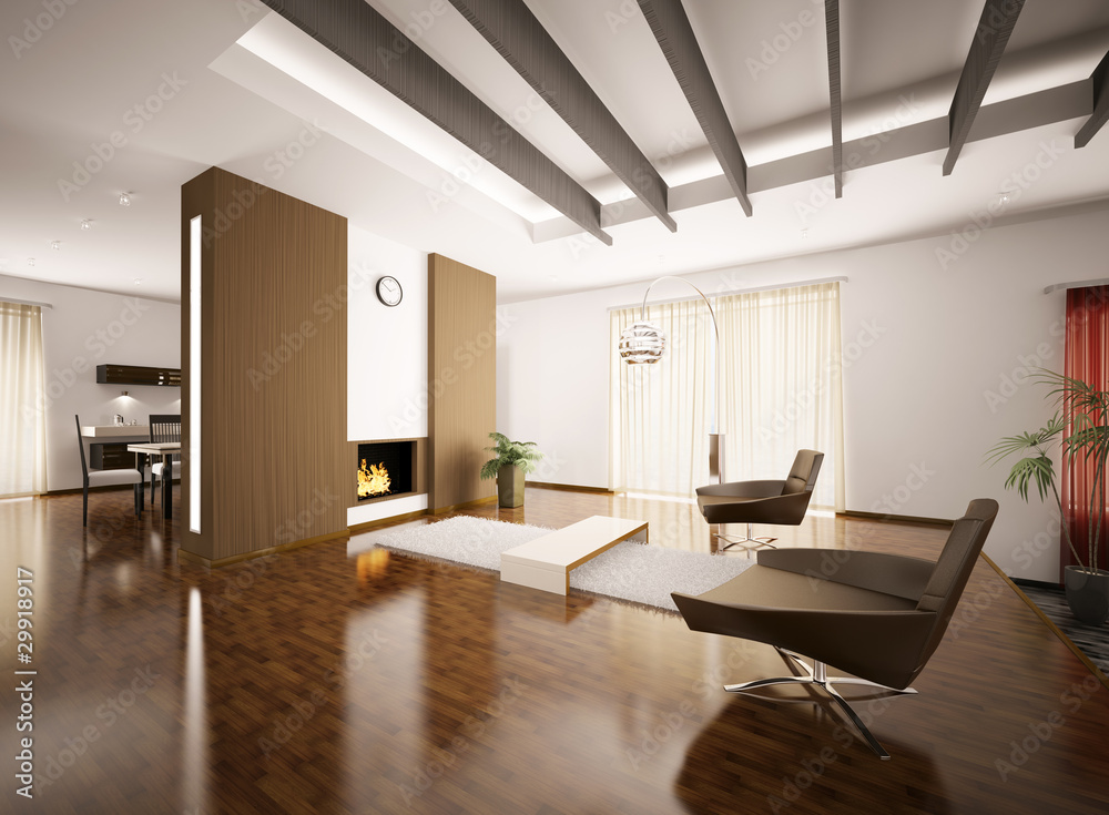 Fototapeta premium Modern apartment interior 3d render