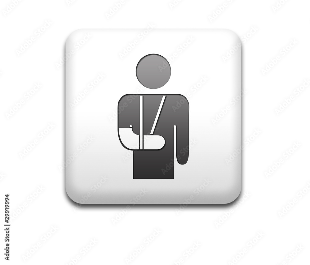 Boton cuadrado blanco hombre brazo herido Boton cuadrado blanco hombre brazo herido