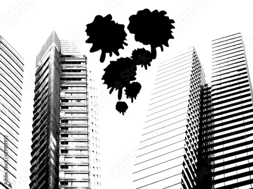 Grunge urban skyscrapers