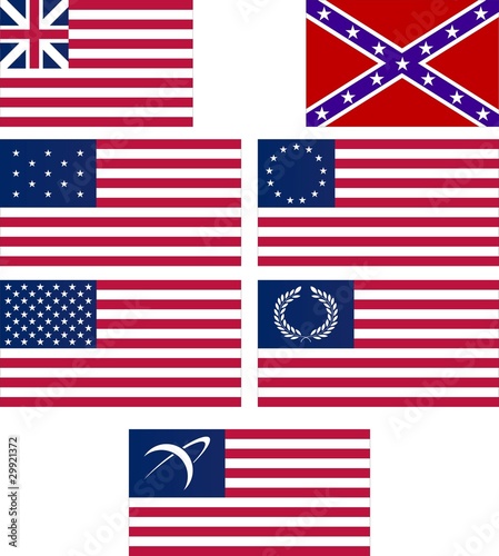 set of american flags. vector illustration
