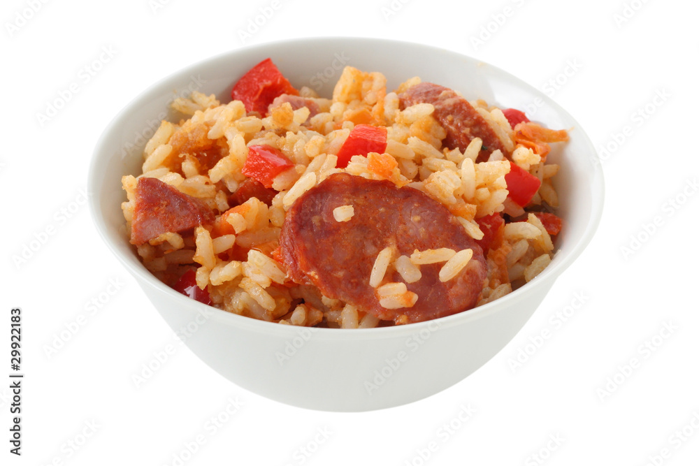 Rice with sausages