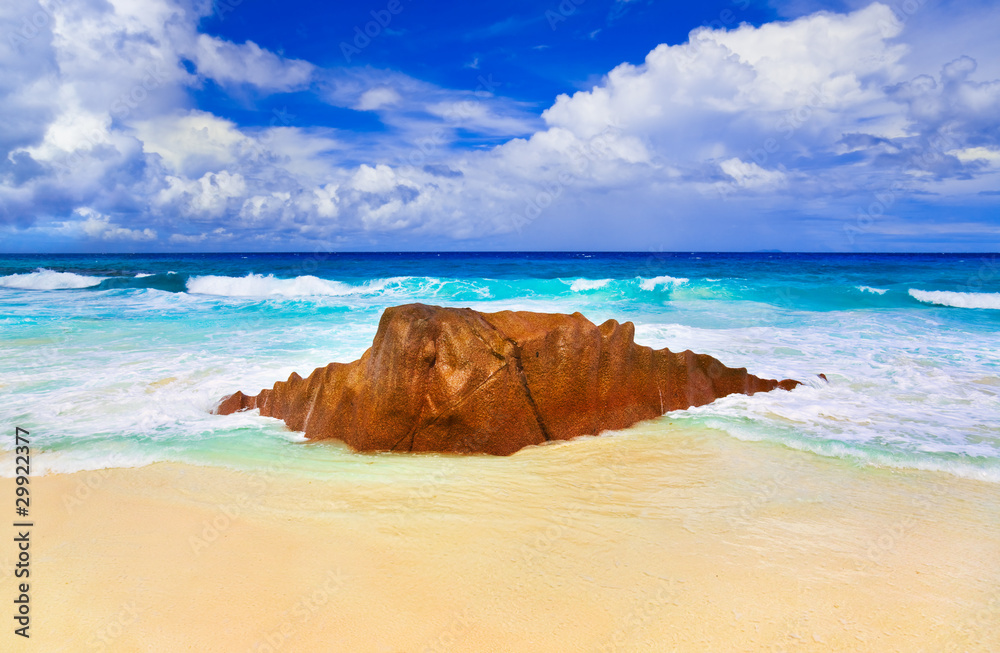 Stone on tropical beach