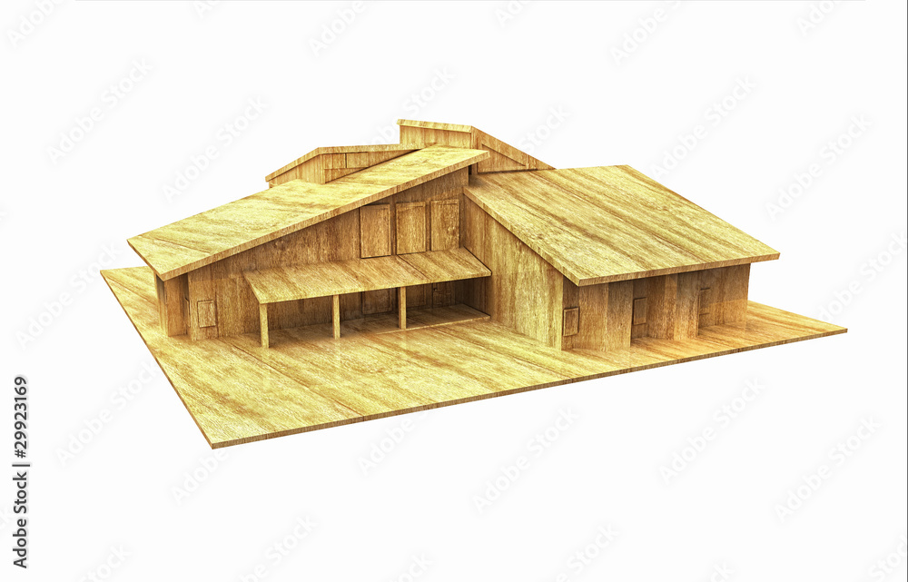3d house wood design Computer render 3d house wood design Computer render