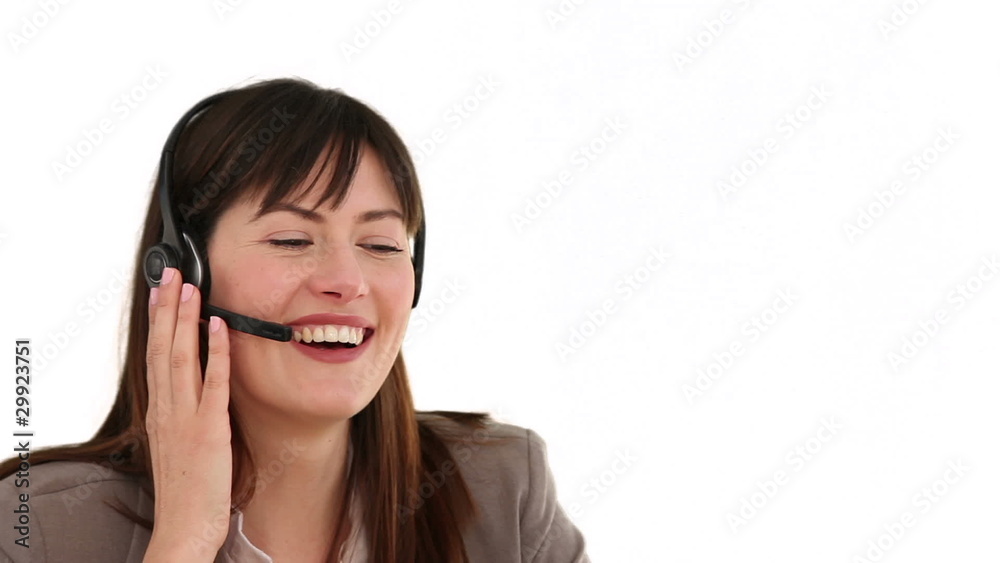 Brunette businesswoman talking on the phone Brunette businesswoman talking on the phone