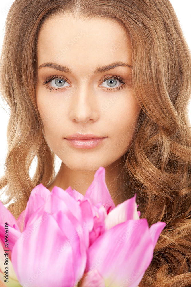beautiful woman with lotus flower beautiful woman with lotus flower