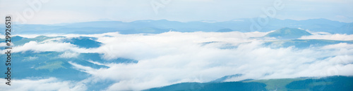 Summer morning cloudy mountain panorama