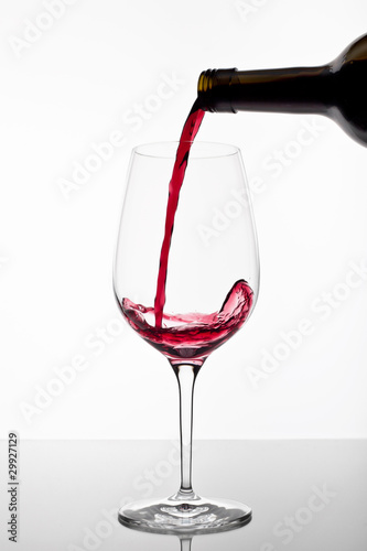 Red wine poured in a glass