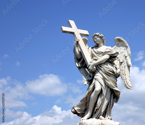 Angel statue with cross