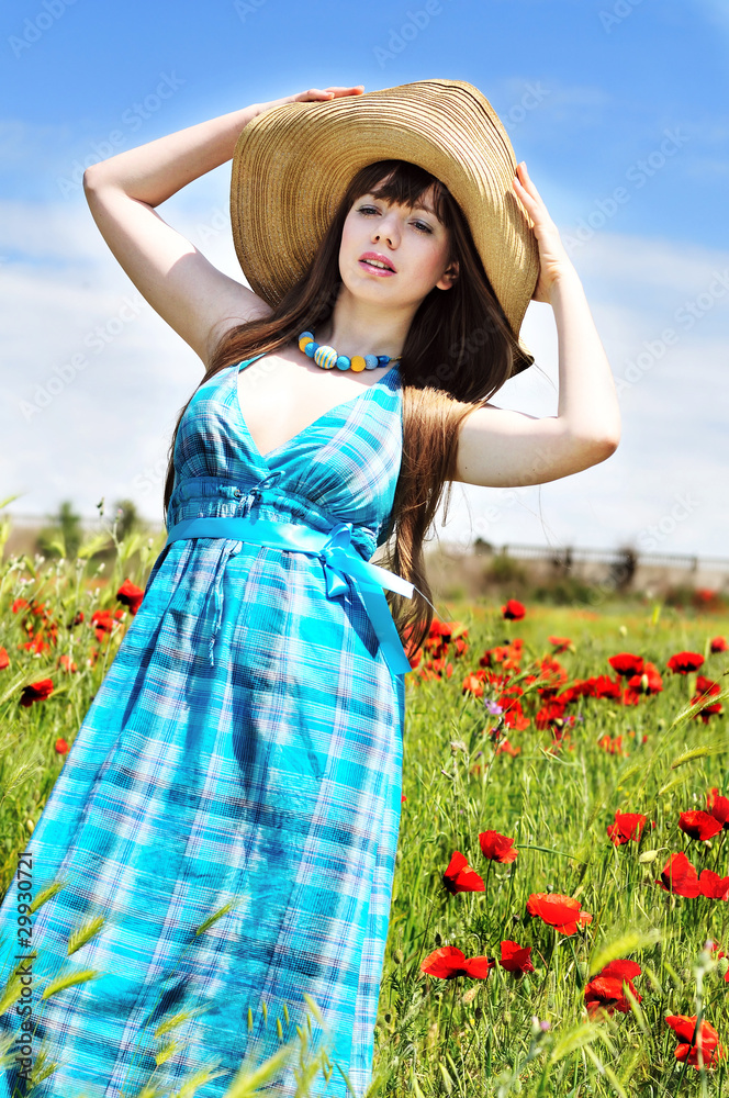 girl in poppy field