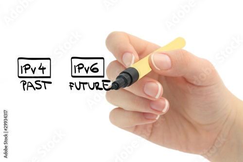 Hand drawing end of internet protocol version 4 - ipv4 and ipv6