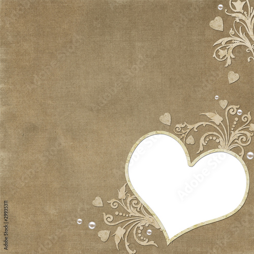 Vintage elegant heart frame with lace and pearl
