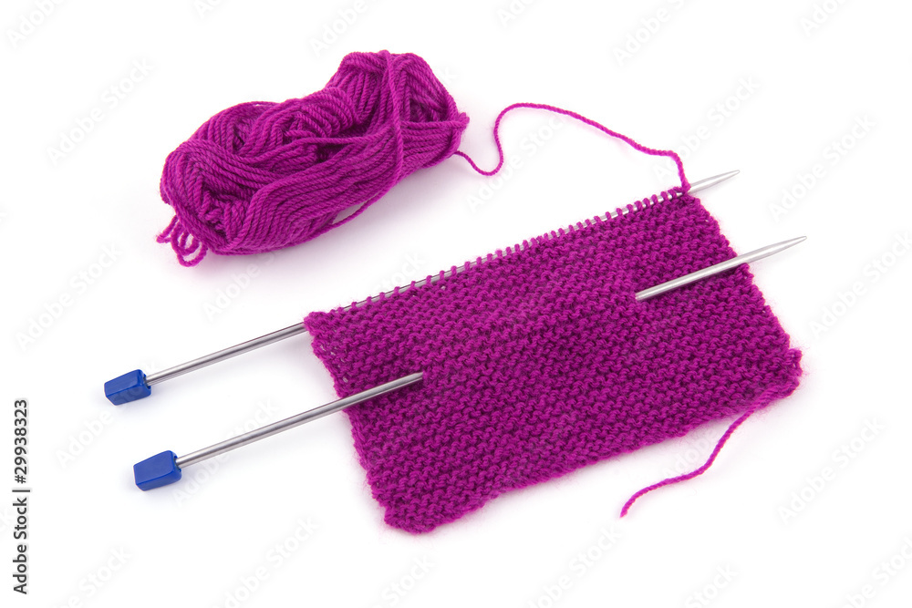 pelote de laine , tricot et aiguilles à tricoter Stock Photo