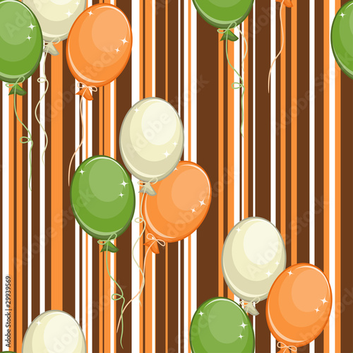 Seamless pattern with air balls on stripe background