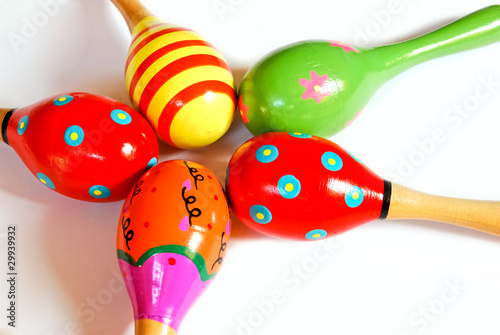 colorful wooden toy maracas