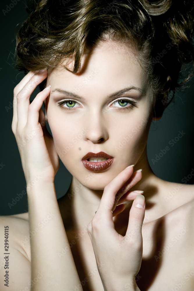 Beautiful young girl with bright makeup Beautiful young girl with bright makeup