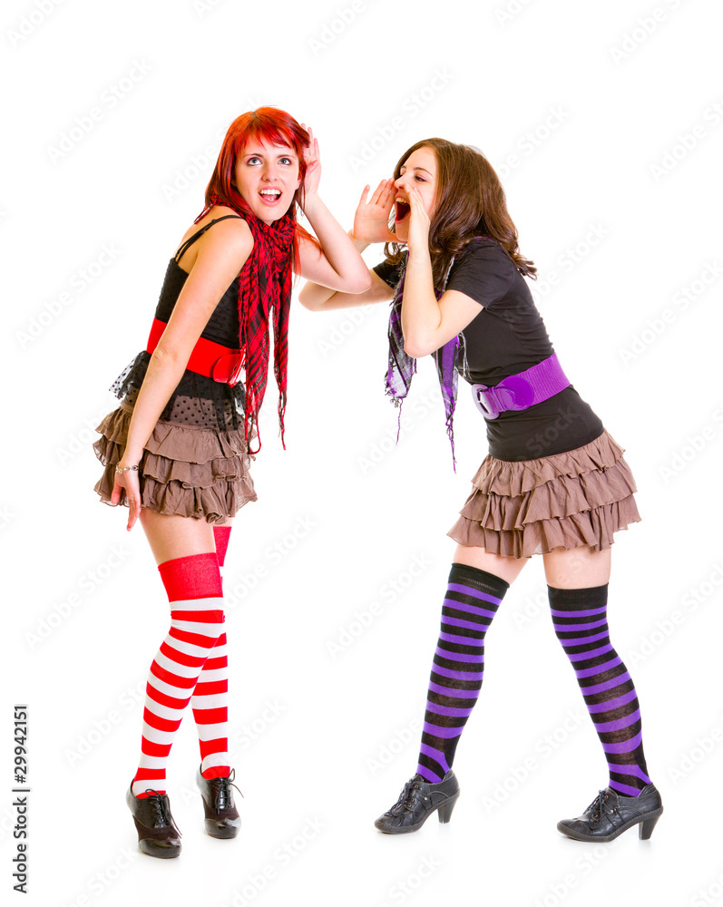 Pretty girl shouting on her girlfriend