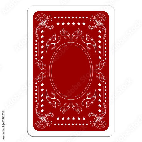 Playing card back over white square background