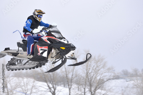 Fototapeta Naklejka Na Ścianę i Meble -  Russia, Samara, snowmobile racing, January 30,2011