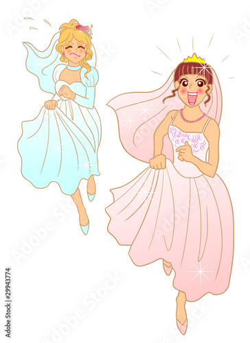 走る2人の花嫁