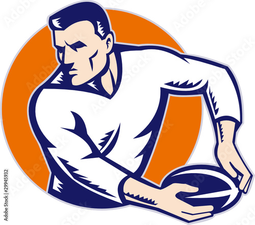 Rugby player passing the ball