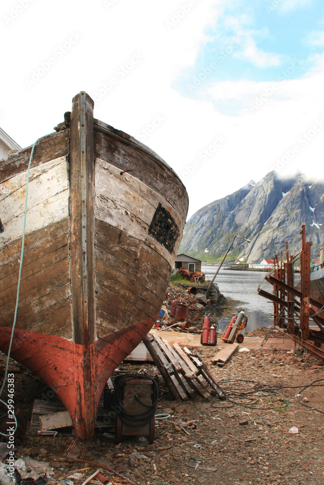 Fototapeta premium Restoring old boat