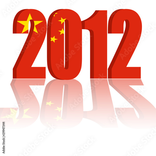 New Year 2012 with Flag of China - a 3d image photo