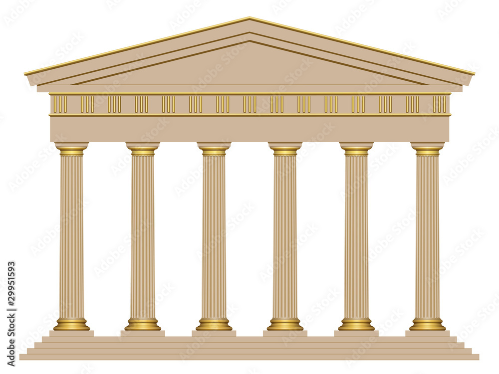 Façade d'un temple avec 6 colonnes Illustration Stock | Adobe Stock