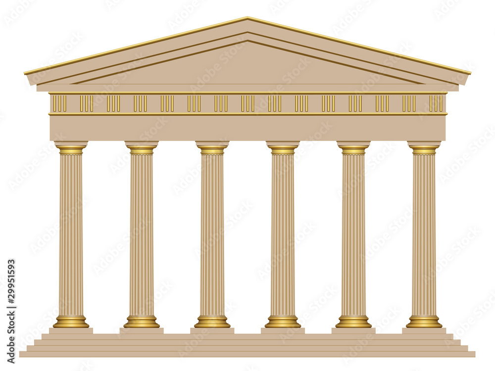 Fototapeta premium Façade d’un temple avec 6 colonnes