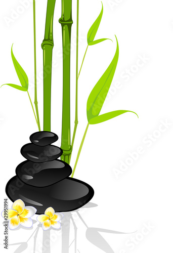 Still Life with bamboo and stones vert.