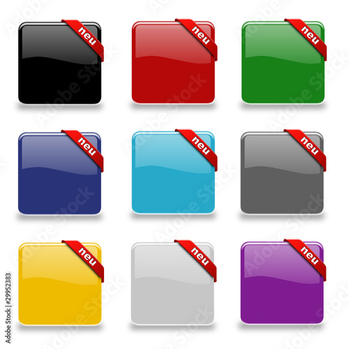 9 Vektor Buttons bunt mit Banner