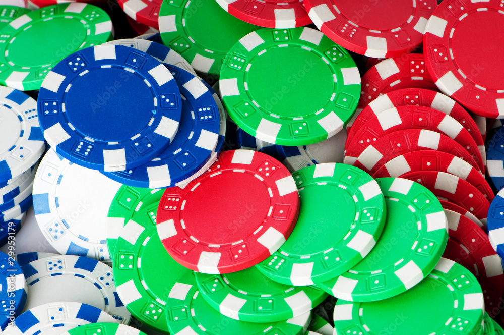 Stack of various casino chips - gambling concept Stack of various casino chips - gambling concept