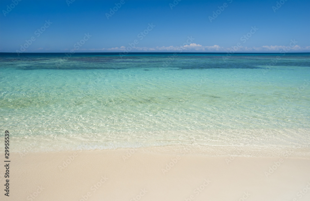 Beach and tropical sea in the caribbean