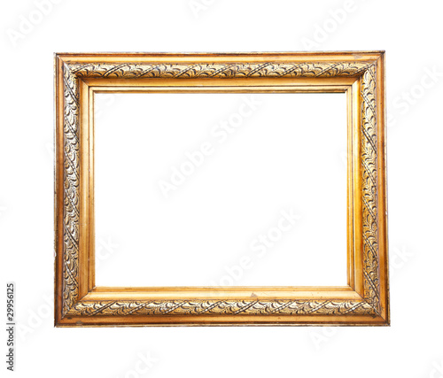 Old antique gold frame over white background 2