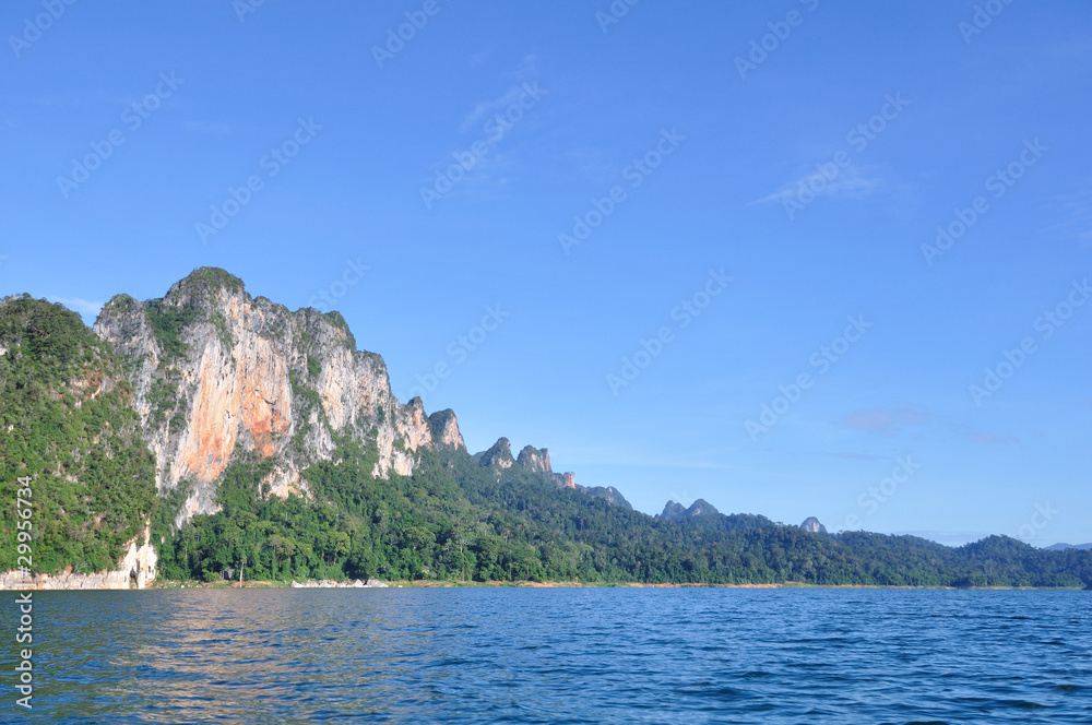 Beautiful limestone mountain with blue sky