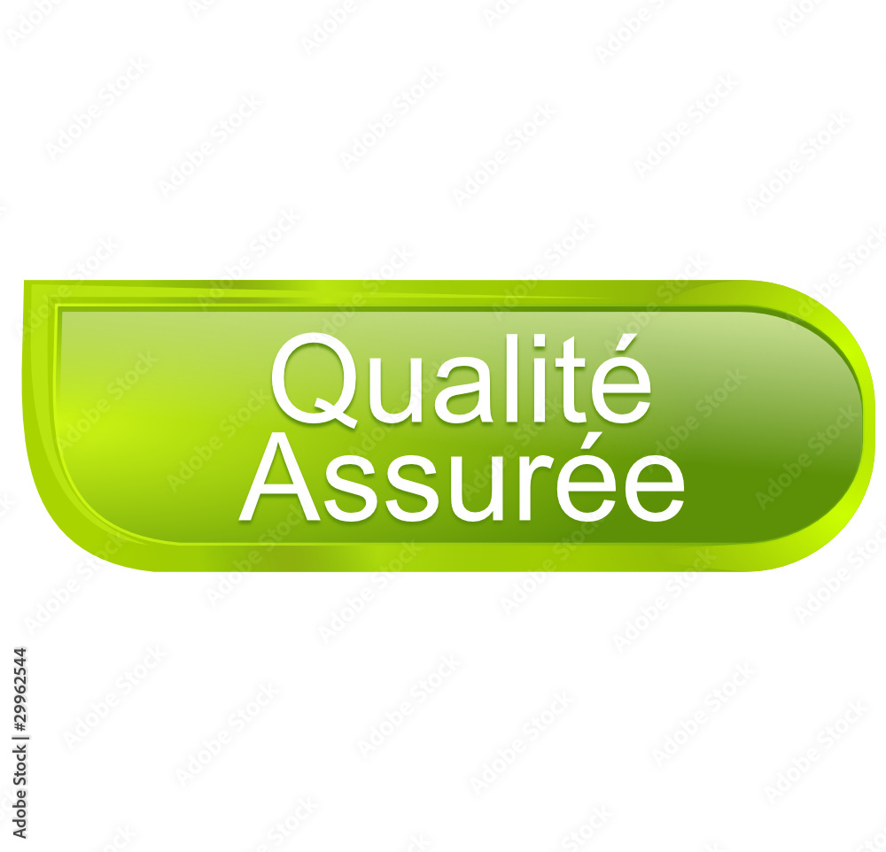qualité assurée sur bouton design vert qualité assurée sur bouton design vert