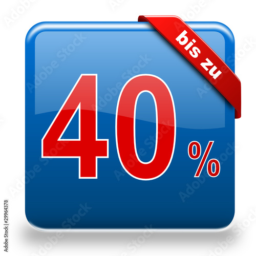 Button bis zu 40% Rabatt blau rot