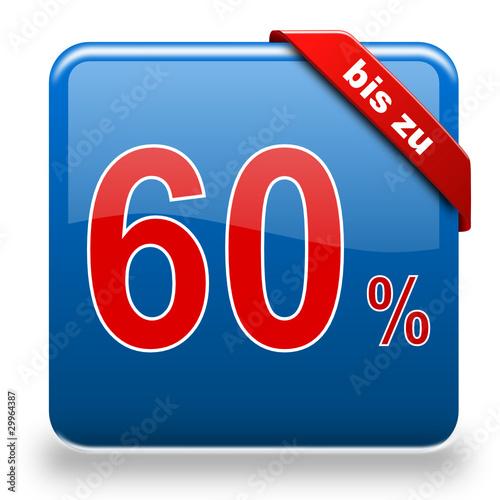 Button bis zu 60% Rabatt blau rot