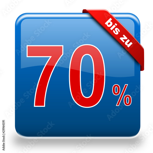 Button bis zu 70% Rabatt blau rot